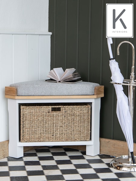 K Interiors White Clermont Corner Hall Corner Bench (E96825) | £270