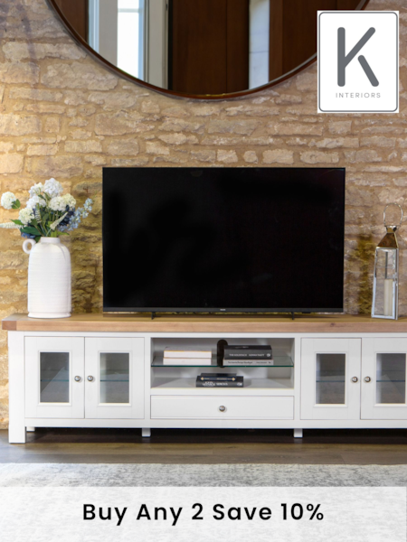 K Interiors White Clermon Extra Large TV Unit (E96832) | £960