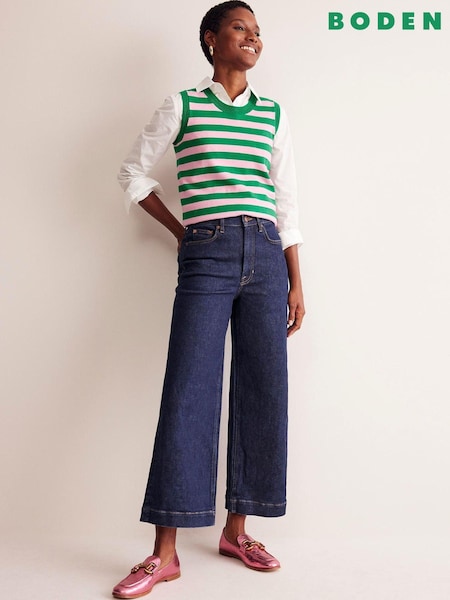 Boden Blue High Rise Wide Crop Jeans (E96856) | £85