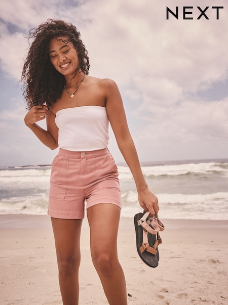 Pink Utility Lightweight 100% Cotton Denim Shorts (E96864) | £26