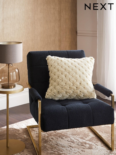 Ivory Natural 50 x 50cm Luna Scallop Faux Fur Cushion (E97069) | £18