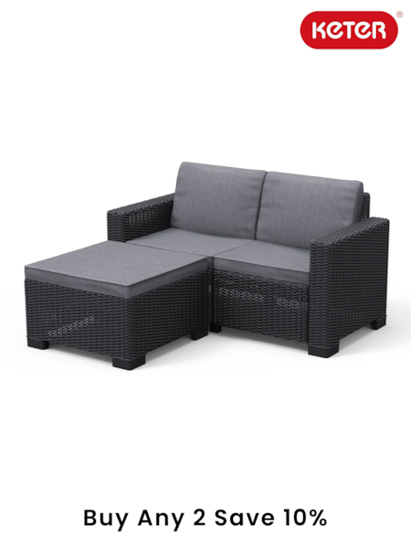 Keter Grey California 2 Seater Garden Chaise Lounge Set (E97096) | £450