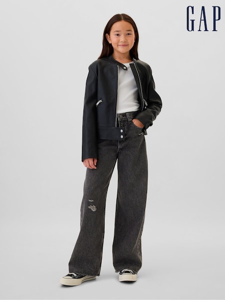 Gap Black Low Waisted Wide Leg Jeans (5-13yrs) (E97208) | £30
