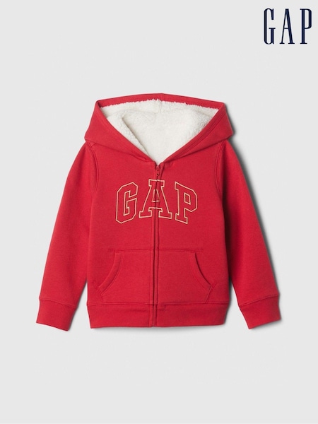 Gap Red Logo Sherpa-Lined Zip Hoodie (6mths-5yrs) (E97258) | £25