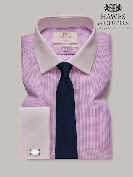 Hawes & Curtis Lilac Dogtooth 100% Cotton Shirt (E97304) | £65