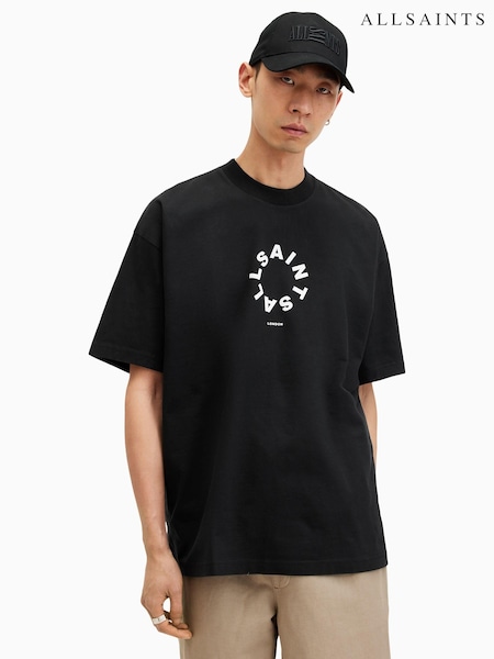 AllSaints Black Tierra Short Sleeve Crew T-Shirt (E97451) | £59