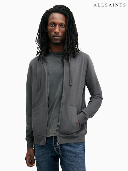 Allsaints Grey 100% Cotton Brace Hoodie (E97550) | £65
