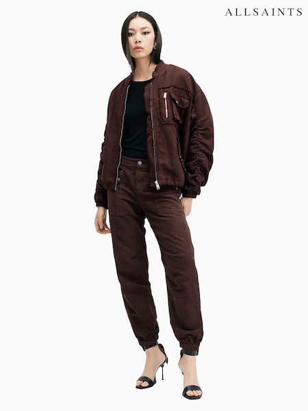 AllSaints Red Val Linen Blend Trousers (E97640) | £139