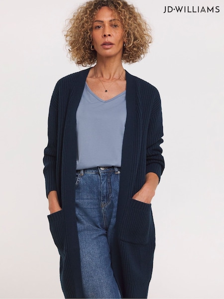JD Williams Blue Fisherman Rib Cardigan (E97878) | £28
