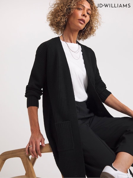 JD Williams Black Fisherman Rib Cardigan (E97879) | £28
