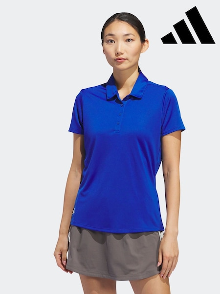 adidas Golf Womens Blue Solid Performance Short Sleeve Polo Shirt (E97953) | £35