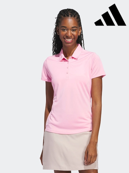 adidas Golf Womens Light Pink Solid Performance Short Sleeve Polo Shirt (E97959) | £35