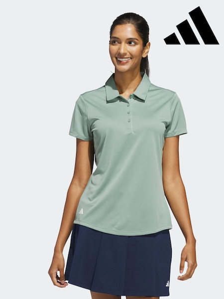 adidas Golf Womens Sage Green Solid Performance Short Sleeve Polo Shirt (E97960) | £35