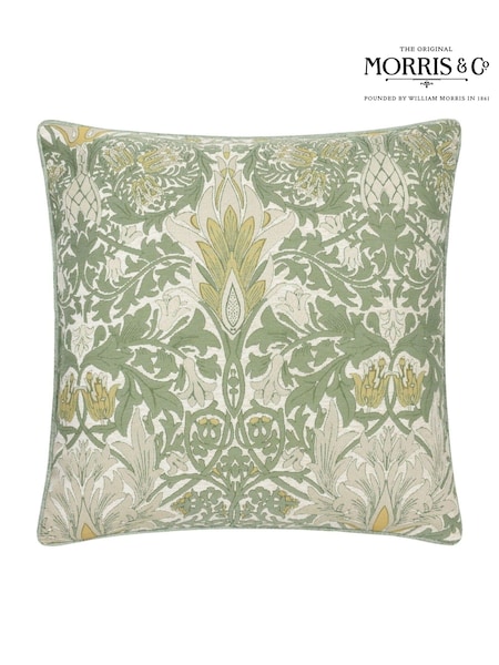 Morris & Co. Sunflower Stone Snakeshead Jacquard Chenille Piped Cushion (E98065) | £38