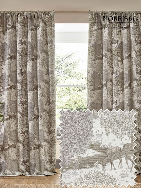 Morris & Co Linen The Brook Jacquard Pencil Pleat Curtain (E98073) | £90 - £225