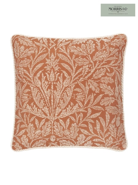 Morris & Co Brick Orange Acorn Tonal Jacquard Piped Cushion (E98077) | £34