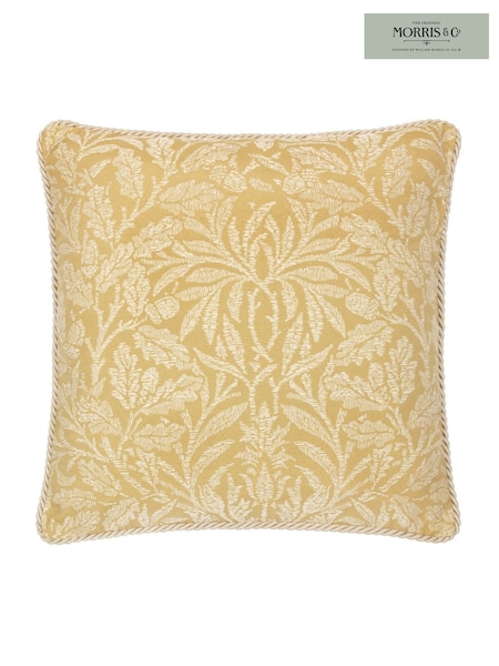 Morris & Co Gold Acorn Tonal Jacquard Piped Cushion (E98102) | £34