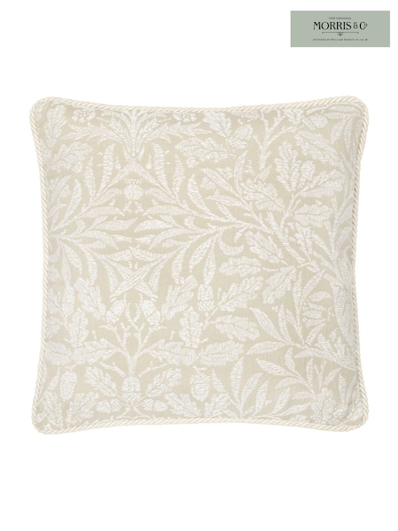 Morris & Co Linen Natural Acorn Jacquard Piped Cushion (E98104) | £34