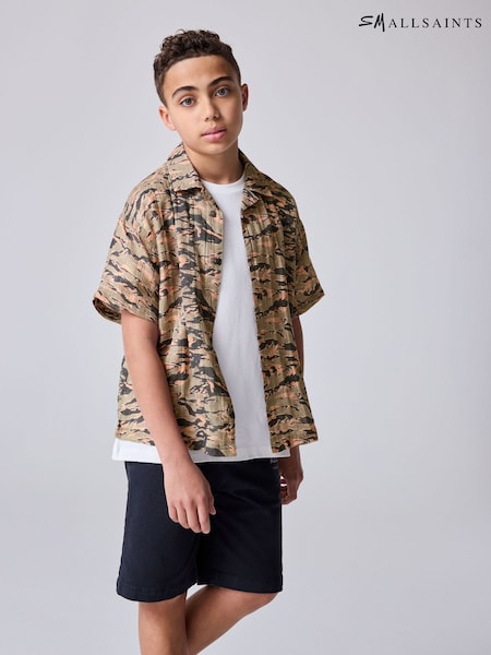 smALLSAINTS Solar Camo 100% Cotton Underground Open Collar Boys Printed Short Sleeve Shirt (E98137) | £30 - £34