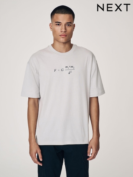 Grey Isaac Newton Licence 100% Cotton Graphic T-Shirt (E98461) | £22