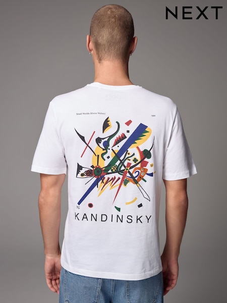 White Kadinsky Regular Fit Artist License 100% Cotton T-Shirt (E98462) | £22