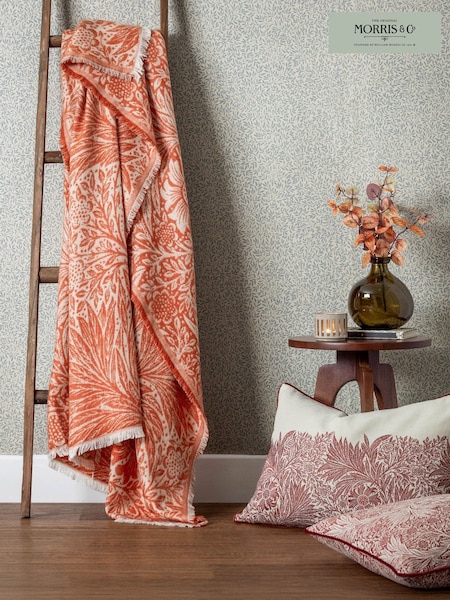 Morris & Co. Russet Marigold Woven Faux Fur Throw (E98477) | £50