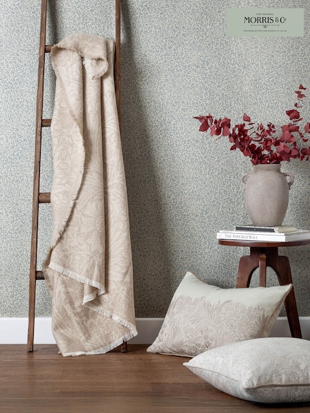 Morris & Co. Stone Marigold Woven Faux Fur Throw (E98483) | £50
