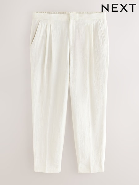 White Smart Linen Look Trousers With Internal Drawcord (E98550) | £35