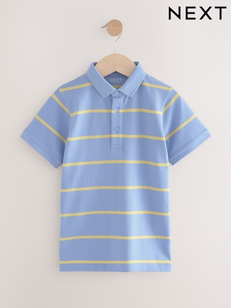 Blue/Yellow Stripe Short Sleeve Polo Shirt (3-16yrs) (E98661) | £10 - £15