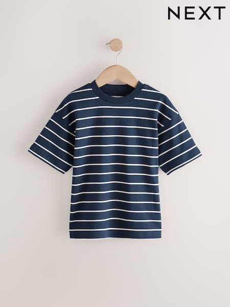 Navy/White Relaxed Fit Stripe Short Sleeve T-Shirt (3-16yrs) (E98704) | £8 - £11