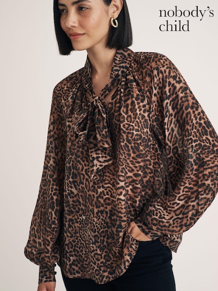 Nobodys Child Brown Leopard Print Goldie Blouse (E98757) | £75
