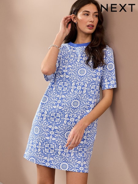 William Morris Print 100% Cotton T-Shirt Dress (E98823) | £18