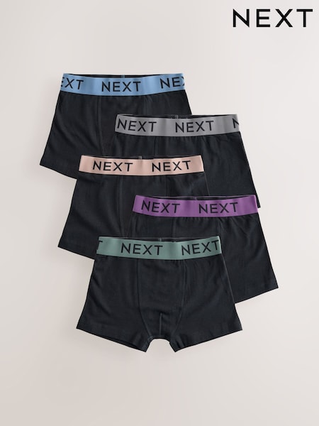 Black with scandi waistband Trunks 5 Pack (1.5-16yrs) (E98842) | £14 - £19