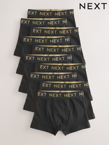 Black with Gold Waistband Trunks 10 Pack (1.5-16yrs) (E98857) | £27 - £32