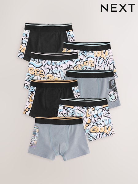 Pastel Grafitti Print Trunks 7 Pack (2-16yrs) (E98878) | £19 - £24