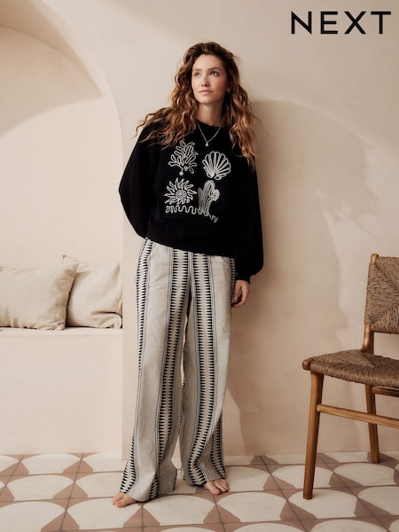 Black/White Jacquard Trousers (E98916) | £32