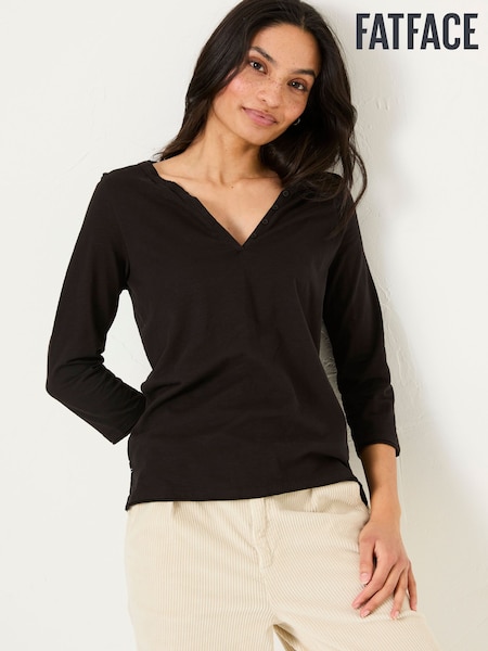 FatFace Aster Black 3/4 Sleeve T-Shirt (E98923) | £28
