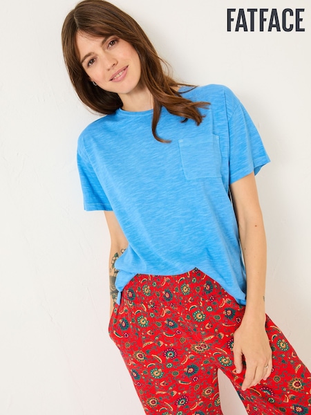 FatFace Lily Bright Blue 100% Cotton T-Shirt (E98928) | £25