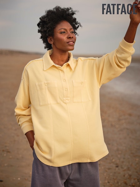 FatFace Sage Yellow Waffle Overhead 100% Cotton Top (E98931) | £28