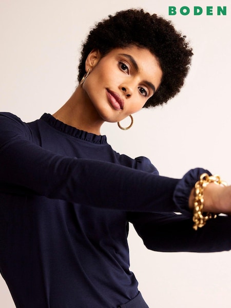 Boden Light Blue Supersoft Long Sleeve Top (E99404) | £32