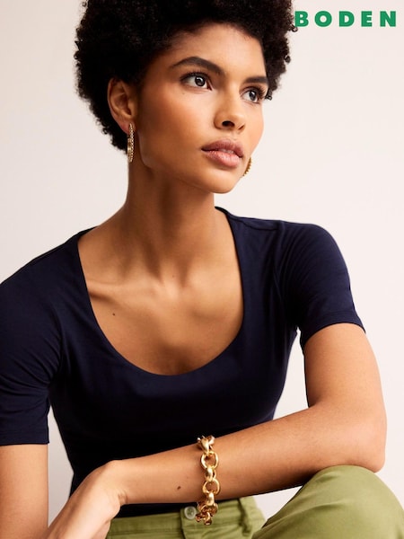 Boden Blue Double Layer Scoop T-Shirt (E99427) | £28