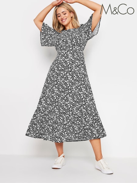M&Co Black Petite Floral Boho Dress (E99508) | £43