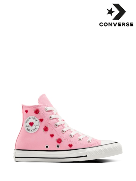 Converse Pink Youth Hearts Chuck Taylor Trainers (E99625) | £50