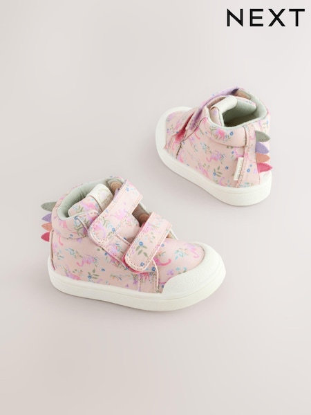 Multi Dinosaur Wide Fit (G) Touch Fasten Strap High Top Washable Trainers (E99645) | £18 - £20