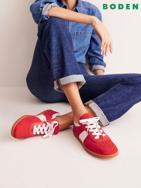 Boden Red Erin Retro Tennis Trainers (E99693) | £98