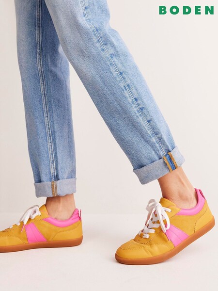 Boden Yellow Erin Retro Tennis Trainers (E99710) | £98