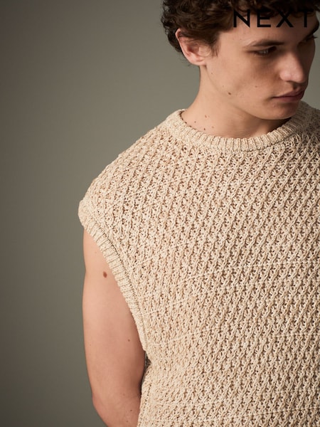 Neutral Regular Fit Cotton Rich Textured Knitted Tank (E99840) | £32