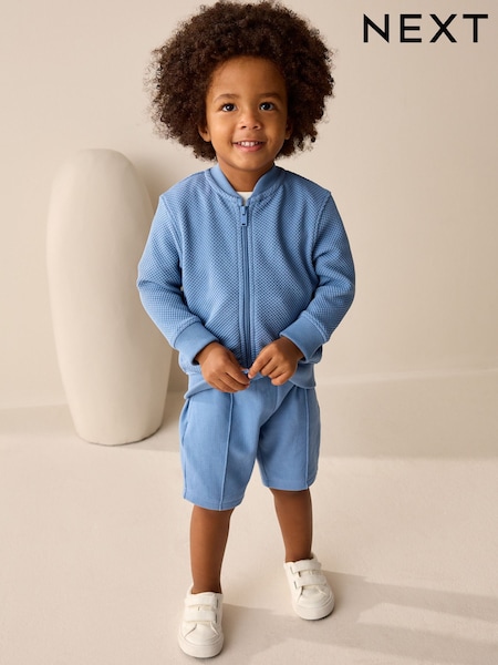 Blue Jersey Bomber Jacket and Shorts Set (3mths-7yrs) (E99874) | £20 - £24
