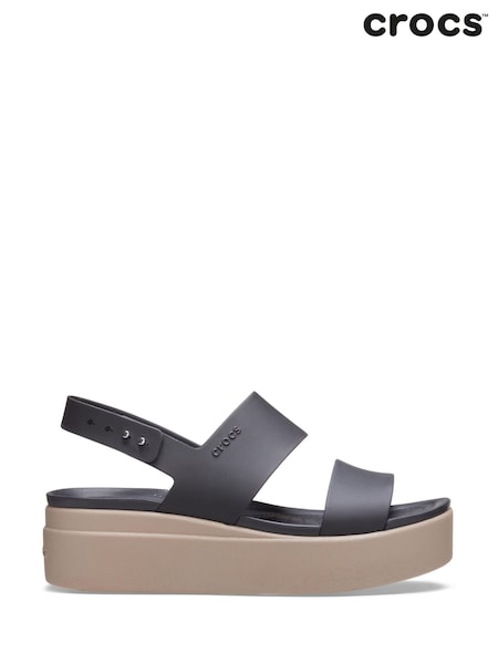 Crocs Black Mushroom Brooklyn Low Wedge Sandals (E99917) | £55