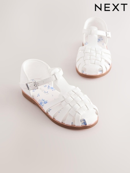 White Wide Fit (G) Fisherman Occasion Sandals (E99944) | £19 - £22